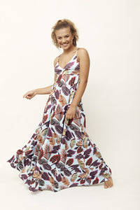 Vestido Eugenia Palmas Berenjena